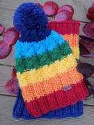 Czapka + komin handmade tęczowy