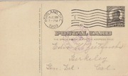 McKinley 1 Cent Stamp Postmark,1909 US Postal Card. Portland to Berkeley