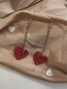 Szydełkowe kolczyki serduszka walentynki handmade