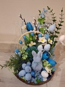 STROIK WIELKANOCNY, ŚWIĘTA, NIEBIESKI, KRÓLIK, PISANKI