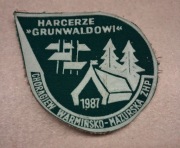 Naszywka PRL Chorągiew ZHP Warmińsko  Mazurska  Harcerze Grunwaldowi 1987r.