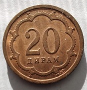 TADŻYKISTAN 20 Drams 2001 okołoMENNICZA