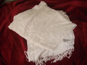 PASHMINA 100% kaszmir , ogromny biały śliczny szal nowy 