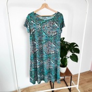 Sukienka 40 L Grey Wolf zielona kolorowa trapezowa paisley