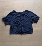 Koszulka Primark 42 XL czarna krótka crop bawełna wiązana