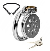 Płaski Stalowy pas cnoty, Chastity Flat Cage oring 50mm + Uprząż