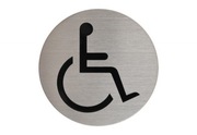 Znak na drzwi WC DLA NIEPEŁNOSPRAWNYCH okrągły samoprzylepny