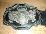 SKÓRZANY PAS KLAMRA Z HERBEM DŁUGOŚĆ 114 CM