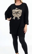 Cudo tunika nietoperz jabłko panterka cyrkonie plus size xxxl 50 53