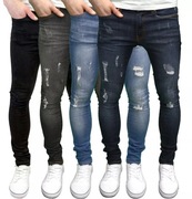 męskie spodnie STONE EDGE RIP SUPER SKINNY STRETCH FIT BRONX W34 L30
