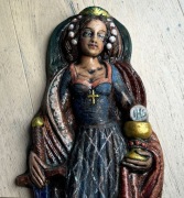 Karl Obleitner Św. Barbara płaskorzeźba 51 cm ceramika autorska