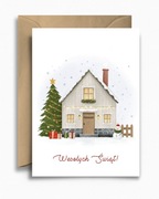 Kartka świąteczna bożonarodzeniowa - Świąteczny Domek