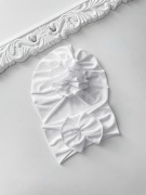 NOWY zestaw chrzest czapka turban z falbanką opaska półturban handmade