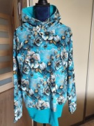 Bluza z kapturem unikat Damska Niebieskie Malwy wiosenna L 40 