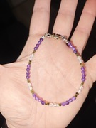 Bransoletka ręcznie robiona ametyst i kryształ górski 3mm 