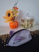 Saszetka Myszka Błyszcząca Skóra Naturalna Ręcznie Szyta Etui Brelok