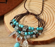 Bransoletka BOHO turkusowa makrama welorzendowa