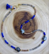 Naszyjnik Bohema/kwarc/labradoryt&kamień słoneczny/pozłacane srebro AG 925