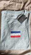 Levi's szary t-shirt rozm XL jak L/XL nadruk 3 kolory logo 