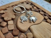 Piękny breloczek na szczęście, 3 zawieszki słoń, drzewo, kwiat lotosu