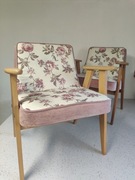 Fotel 366 Chierowski -  PRL kwiaty różowy