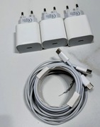 Zestaw 3 ładowarek 20W USB-C + 2 przewody  do telefonu
