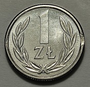 1 zł 1989, ładny destrukt, błąd wykrojnika