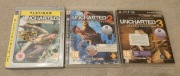 PS3 Uncharted Drake's Fortune, 2 Among Thieves, 3 Drake's Deception