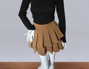 Włoska spódniczka z podwójną plisą i ukrytymi szortami, camel, S