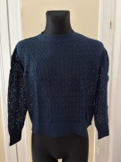 NOWY Sweter Esmara z perforowanej dzianiny ażurowy damski M 40/42 granatowy