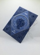 Granatowa welurowa kartka okolicznościowa handmade aksamit z kotem tarot A5