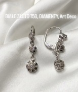 Złote kolczyki artdeco z diamentami, złoto antyk 18k