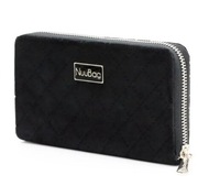Portfel Nuubag welurowy czarny pikowany 