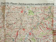 Stara  duża mapa Chemitz - Plauen-  Zwickau 1942 r  wyd Velhagen i Klasings