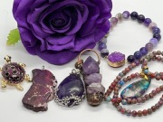 Fioletowy zestaw mix biżuterii