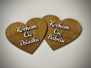 2 szt drewniane serca rekwizyt do sesji Kocham Cię Babciu dziadku prezent