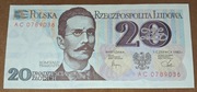 Banknot 20 zł  1982 r. stan UNC