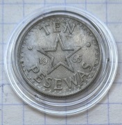 #3108 Ghana 10 pesewas 1965 piękna 