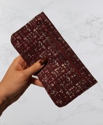 Saszetka Skórzana Marmurkowy Wzór Ręcznie Szyta Etui na Zamek Bordowa
