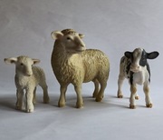 Zestaw zwierząt z farmy schleich owca jagnię krowa figurki