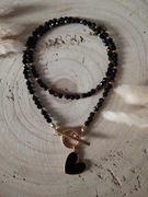 Naszyjnik choker 43cm kamienie naturalne agat czarny 