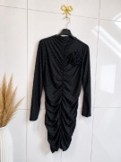 Czarna sukienka marszczona New Collection | mini | kropeczki | elegancka