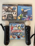 PlayStation Move 2 kontrolery bezprzewodowe + kamera + 3 gry
