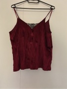 Top bordowy koronka plisowany Stradivarius M/38