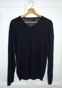 Ciemnogranatowy sweter męski z dekoltem w serek M/L