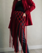 Pas makramowy handmade czerwony Styl boho etno Ręcznie robiony