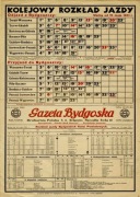 Rozkład jazdy BYDGOSZCZ  Kolejowy rozkład jazdy  od 15 maja 1931 r. 70x50cm