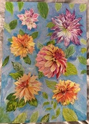 Kwiaty. Format A3, wykonane kredkami