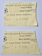 Lublin, 2 Bilety Lubelski Klub Piłkarski, IV Liga, Sezon 1998-1999r