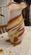 Wazon szklany w typie Murano wys 23 sr 12 wlot 6 bialożółtowiśniowobrązowy